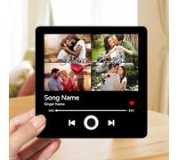 Personalized Photo Music Album Fridge Magnet,Custom Refrigerator Magnet with Built-In Music Player, Wall Photo Sticker Can Play Songs Valentine's Day Wedding Gift for Couple