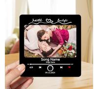 Personalized Photo Music Album Fridge Magnet,Custom Refrigerator Magnet with Built-In Music Player, Wall Photo Sticker Can Play Songs Valentine's Day Wedding Gift for Couple