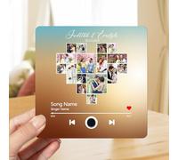 Personalized Photo Music Album Fridge Magnet,Custom Refrigerator Magnet with Built-In Music Player, Wall Photo Sticker Can Play Songs Valentine's Day Wedding Gift for Couple