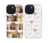 Personalized Photo Phone Case for iPhone 15, Multi-Picture Collage Customized Picture Case Custom Impact Cases STYLETiFY Shockproof Anti-Scratch Protective Phone Cover Birthday Xmas Gift White 3 Heart