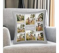 Personalized Photo Pillow Case with Custom Text - Decorative Square Cushion Cover Gift for Family, Couples, Friends on Christmas, Birthday, or Anniversary