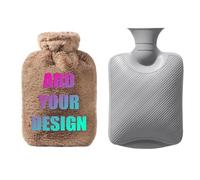Personalized Photo Plush Hot Water Bottle with Faux Fluffy Cover - 1000ML-Custom Text & Image Warming Flask for Winter, Unique Gift for Couples, Women & Men - Cozy Plush Hot Water Container