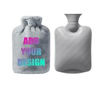Personalized Photo Plush Hot Water Bottle with Faux Fluffy Cover - 1000ML-Custom Text & Image Warming Flask for Winter, Unique Gift for Couples, Women & Men - Cozy Plush Hot Water Container