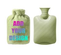 Personalized Photo Plush Hot Water Bottle with Faux Fluffy Cover - 1000ML-Custom Text & Image Warming Flask for Winter, Unique Gift for Couples, Women & Men - Cozy Plush Hot Water Container