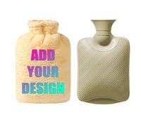 Personalized Photo Plush Hot Water Bottle with Faux Fluffy Cover - 1000ML-Custom Text & Image Warming Flask for Winter, Unique Gift for Couples, Women & Men - Cozy Plush Hot Water Container