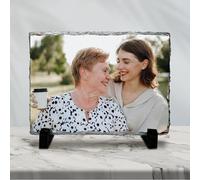 Personalized Photo Slate Plaque Frame, Customize Heart Round Square Shape Stone Picture, Custom Memorial Painting Gifts for Mothers Fathers Day Valentines Wedding Christmas (Rectangle-8" L x 6" W)