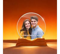 Personalized Photo Snow Globe, Customized Christmas Snow Globe with Photo Text LED Light Base, Christmas Decorations Gifts for Parents Family Friend (Customized photo text 1)