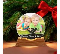 Personalized Photo Snow Globe, Customized Christmas Snow Globe with Photo Text LED Light Base, Christmas Decorations Gifts for Parents Family Friend (Customized photo text 4)