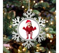 Personalized Photo Snowflake Ornaments - Custom Metal Christmas Tree Decorations with Upload Photo & Text - Xmas Party Home Hanging Decor for Baby, Family, Friends (Snowflake 3)