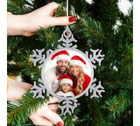 Personalized Photo Snowflake Ornaments - Custom Metal Christmas Tree Decorations with Upload Photo & Text - Xmas Party Home Hanging Decor for Baby, Family, Friends (Snowflake 2)