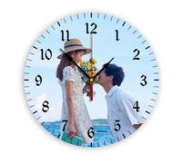 Personalized Photo Wall Clocks,PVC Customized Round Silent Photo Clock, Custom Clocks for Wallswith Picture/Image/Text, for Living Room Bathroom Home Best Gif for Family Friend Birthday
