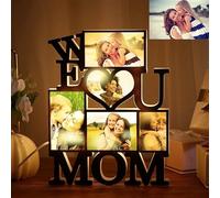Personalized Photo Wall Lamp LED Night Light Decor We Love U MOM Photo Collage Acrylic Light(Black)