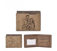 Personalized Photo Wallet for Men, Custom Engraved PU Leather Bifold Wallet with Picture, Name or Message, Unique Gift for Dad Husband Boyfriend