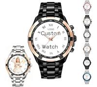 Personalized Photo Watch - Custom Picture & Text Engraved Watch with Gift Box, Unique Valentine's Anniversary Birthday Gift for Men & Women (F)