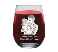 Personalized Photo Whiskey Glass with Child's Names Custom Name 12/15 oz Stemless Wine Glass Engraved Wine Glass Father's Day Valentine's Day Holiday Glass Mug for Men Dad Husband Grandpa Papa Women