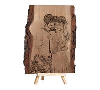 Personalized Photo Wood Slice Custom Engraved Picture Frame Album Wooden Crafts with Bracket (01-Sketch)