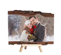 Personalized Photo Wood Slice Custom Engraved Picture Frame Album Wooden Crafts with Bracket (02-Full Color)