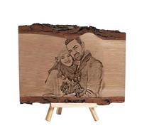 Personalized Photo Wood Slice Custom Engraved Picture Frame Album Wooden Crafts with Bracket (02-Sketch)