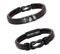 Personalized Picture Bracelet for Men Custom Engraved Bracelets with Photo Name,Custom Bracelet Gift for Boyfriend Husband Father's Day Christmas (Engraved Bracelet)
