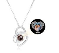 Personalized Picture Necklace Projection necklace with Photo Inside - Custom Photo Pendant Necklace -Mothers Day Gifts for Mom Wife Valentines Love Memorial Gifts for Anniversary (style7-Silver)