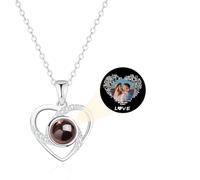 Personalized Picture necklace Projection Necklace with Photo Inside - Custom Photo Pendant Necklace -Mothers Day Gifts for Mom Wife Valentines Love Memorial Gifts for Anniversary (style5-Silver)