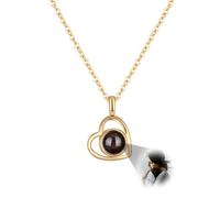 Personalized Picture necklace Projection Necklace with Photo Inside - Custom Photo Pendant Necklace -Mothers Day Gifts for Mom Wife Valentines Love Memorial Gifts for Anniversary (style3-Gold)