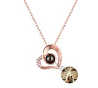 Personalized Picture necklace Projection Necklace with Photo Inside - Custom Photo Pendant Necklace -Mothers Day Gifts for Mom Wife Valentines Love Memorial Gifts for Anniversary (style1-RoseGold)