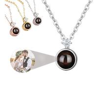 Personalized Picture Necklace Projection Necklace with Photo Inside, Custom Projection Necklaces with Picture Inside - Pictures Necklaces Gifts for Women Birthday Valentines (Silvery)