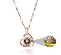 Personalized Picture Projection Necklace Customized Necklace Inside Photo Pendant Necklace Custom Gift for Wife Mom Grandma Girlfriend Daughter Anniversary Birthday Gifts Memorial Love Gifts, One size