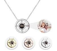 Personalized Picture Projection Necklace Customized Necklace Inside Photo Pendant Necklace Custom Gift for Wife Mom Grandma Girlfriend Daughter Anniversary Birthday Gifts Memorial Love Gifts, One size