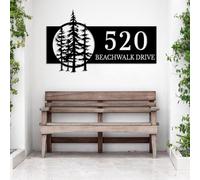 Personalized Pine Tree House Number - Custom Metal Address Sign for Outdoor Home, Lake House (Style-1)