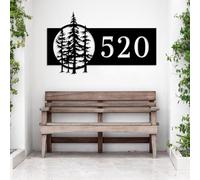 Personalized Pine Tree House Number - Custom Metal Address Sign for Outdoor Home, Lake House (Style-3)