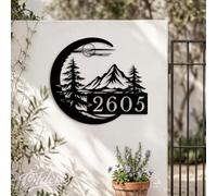 Personalized Pine Tree Metal Address Sign, Custom Pine Forest Number Sign, Address Metal Plaque With Street Name,Lake House Cedar Tree Art Deco Address Decor (Style-F)