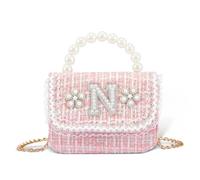 Personalized Pink Girls Purse, Initial Fanny Pack, Little Princess Bag Crossbody Bag with Pearl Handle, Cute Purse Birthday Gifts for Girl (Letter A), Pink, N, N
