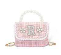 Personalized Pink Girls Purse, Initial Fanny Pack, Little Princess Bag Crossbody Bag with Pearl Handle, Cute Purse Birthday Gifts for Girl (Letter A), Pink, L, L