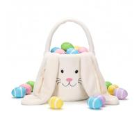 Personalized Plush Easter Basket, Bunny Easter Buckets with Long Plush Ears, Large Capacity Soft Bunny Basket, Fluffy Egg Hunt Bag for Candy, Gifts and Party Favors for Kids, Boys, Girls