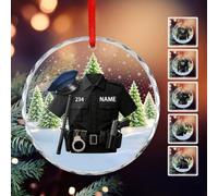 Personalized Police Officer Uniform Ornament Custom Law Enforcement Crystal Hanging Ornament for Christmas Tree Holiday Keepsake Gift for Policeman Men Women Police Officer Sergeant Ornaments