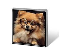 Personalized Pomeranian Dog Wearing Glasses Lapel Pin for Men Women Cute Funny Square Brooch for Ease And Safe Aluminum Alloy Brooches Suit Dress Accessories Wedding Party