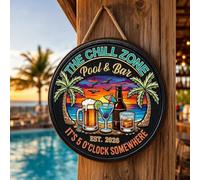 Personalized Pool Bar Sign, Custom Wood Plaque for Backyard Oasis Wall Decor, Patio Signs for Outside, Outdoor House Decorations, Summer Gift for Pool Owners in Garden and Yard
