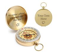 Personalized Portable Compass Custom Text Mini Waterproof Luminous Function Survival Gifts for Men Women Hiking Camping Hunting Map Navigation Tool (Compass)