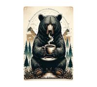 Personalized Poster Morning Brew in the Wild Rustic Bear & Coffee Cup Vintage Advertising Coffee/Tea Motifs for Vintage Collectors,DIY/Personalization Seekers,Pub,Retro Advertising Fans S