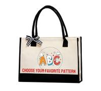 Personalized Present for Women Holiday - Jute Canvas Tote Bag, Reusable Grocery Bag for Shopping, Gift, Carrier, Crafting, Decorating - 43CM*30CM*13CM(off white)