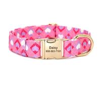 Personalized Printed Dogs Necklace,Cute Bowknot Flower Pet ID Collars, Anti-Lost For Small Large Dogs Pet Accessories large dog collar(Blue with bowtie,M)