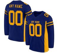 Personalized Printed Ice Hockey Shirts, American Football Jersey Personalised with Team Name Number for Men Women Boys Girls Blue