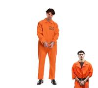 Personalized Prisoner Costume for Adults - Orange Jumpsuit Halloween Fancy Dress with Custom Digital Number, Handcuffs & ID Tag for Halloween Parties, Cosplay Events, and Themed Gatherings
