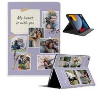 Personalized PU Leather Case for iPad 9th/8th/7th Gen (10.2",2021/2020/2019) - Custom Multi Photo Collage Picture Text Flip Smart Cover with Kickstand - Soft TPU Honeycomb Shockproof Back