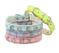 Personalized Pu Leather Dog Collar with Letters - Custom Rhinestone Charm Dog and Cat Collar | DIY Colorful Soft Personalized Cat Collars with 4 Sizes for Small to Large Dogs