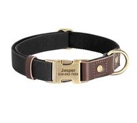 Personalized Pu Leather Pit Bull Shiba Inu Labrador Retriever Bulldog Collars Custom Nylon Pet Collars With Metal Buckles,Black,M