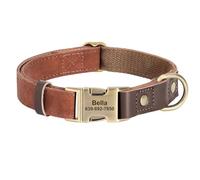 Personalized Pu Leather Pit Bull Shiba Inu Labrador Retriever Bulldog Collars Custom Nylon Pet Collars With Metal Buckles,Brown,S