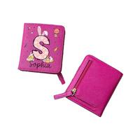 Personalized PU Leather Portable Girls Wallet with Initials Women's Initial Wallets Mini Card Holder Purse Cute Small Wallet Bunny Alphabet Coin Purse Birthday Easter Day Gift for Girl/Her